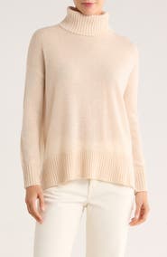 Magaschoni Cashmere Turtleneck Step Hem Sweater