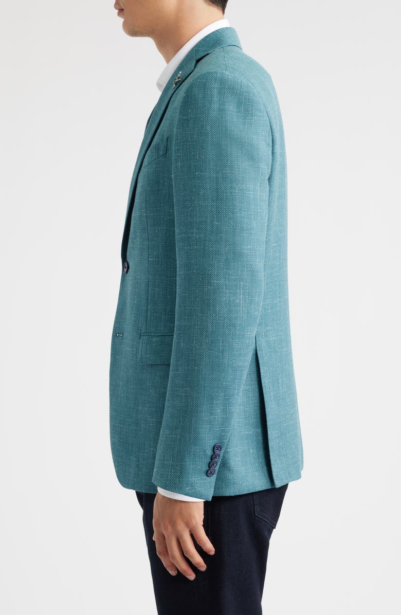 John Varvatos Bleecker Green Wool Blend Herringbone Sport Coat, Alternate, color, 