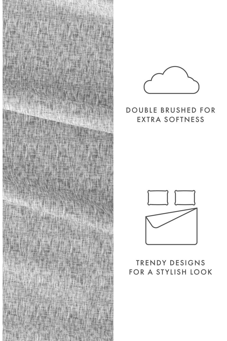 HOME SPUN Premium Ultra Soft Chambray Style Pattern 4-Piece Bed Sheets Set, Alternate, color, LIGHT GRAY