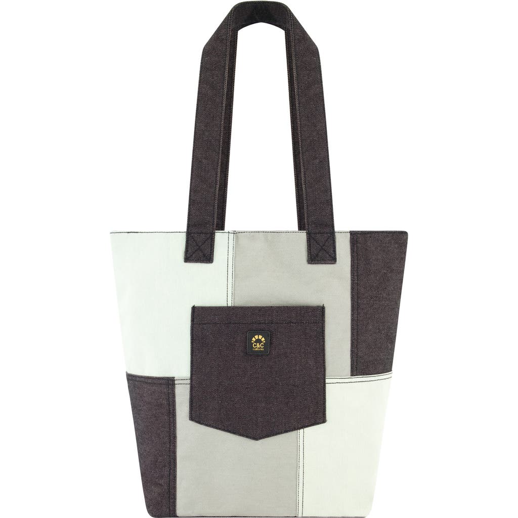 Uspa Accessories Denim Patchwork Tote Bag In Grey