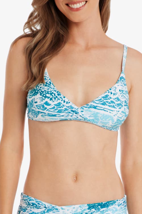 Helen Jon Shirred Crossover Bra In Blue