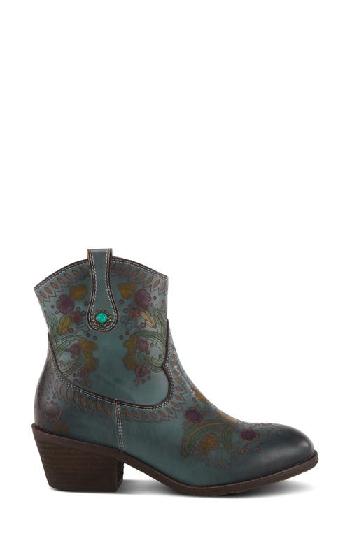 L'artiste By Spring Step Galop Embossed Floral Leather Bootie In Blue