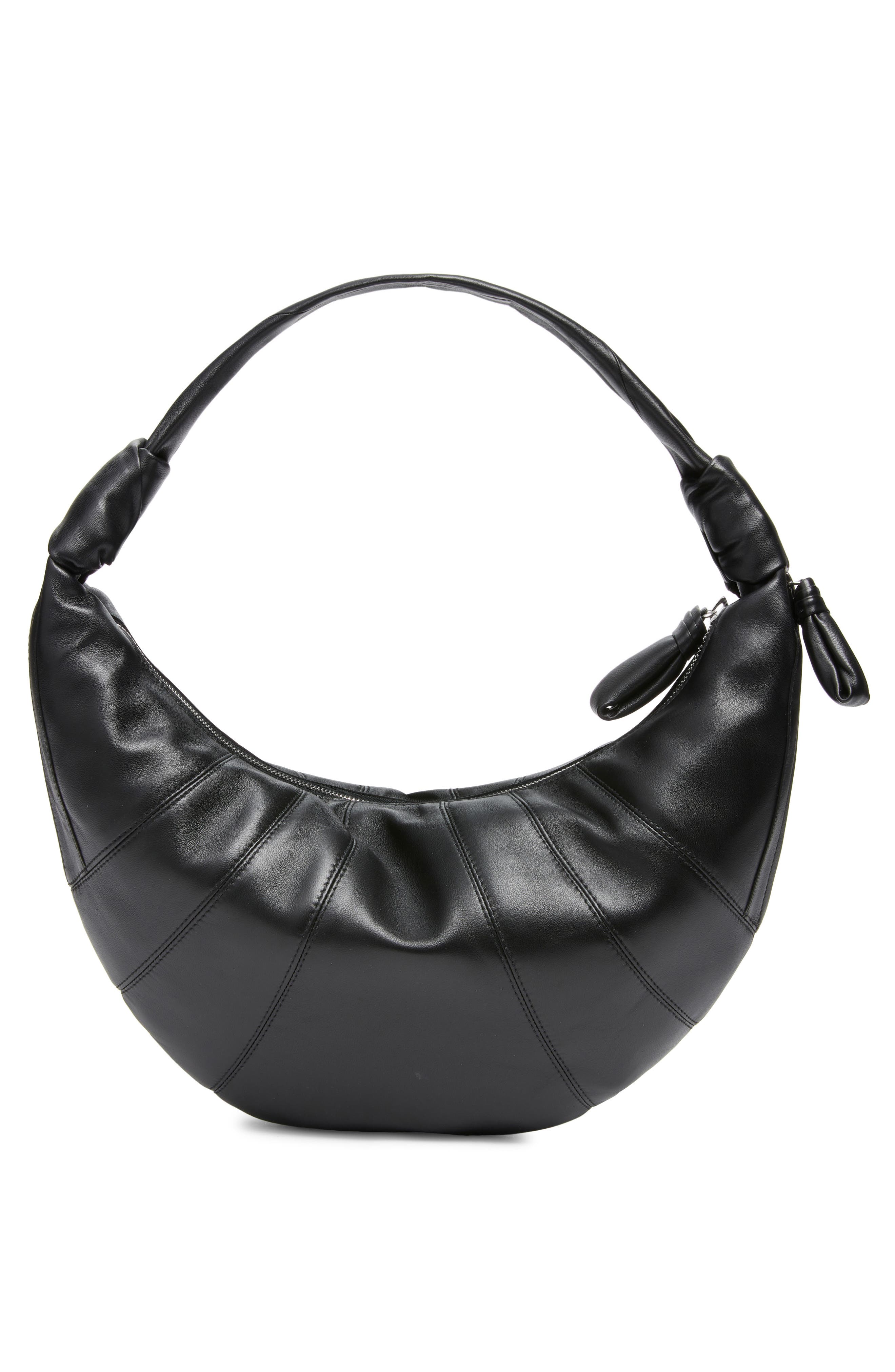 Lemaire Fortune Croissant Leather Shoulder Bag, Alternate, color, Black
