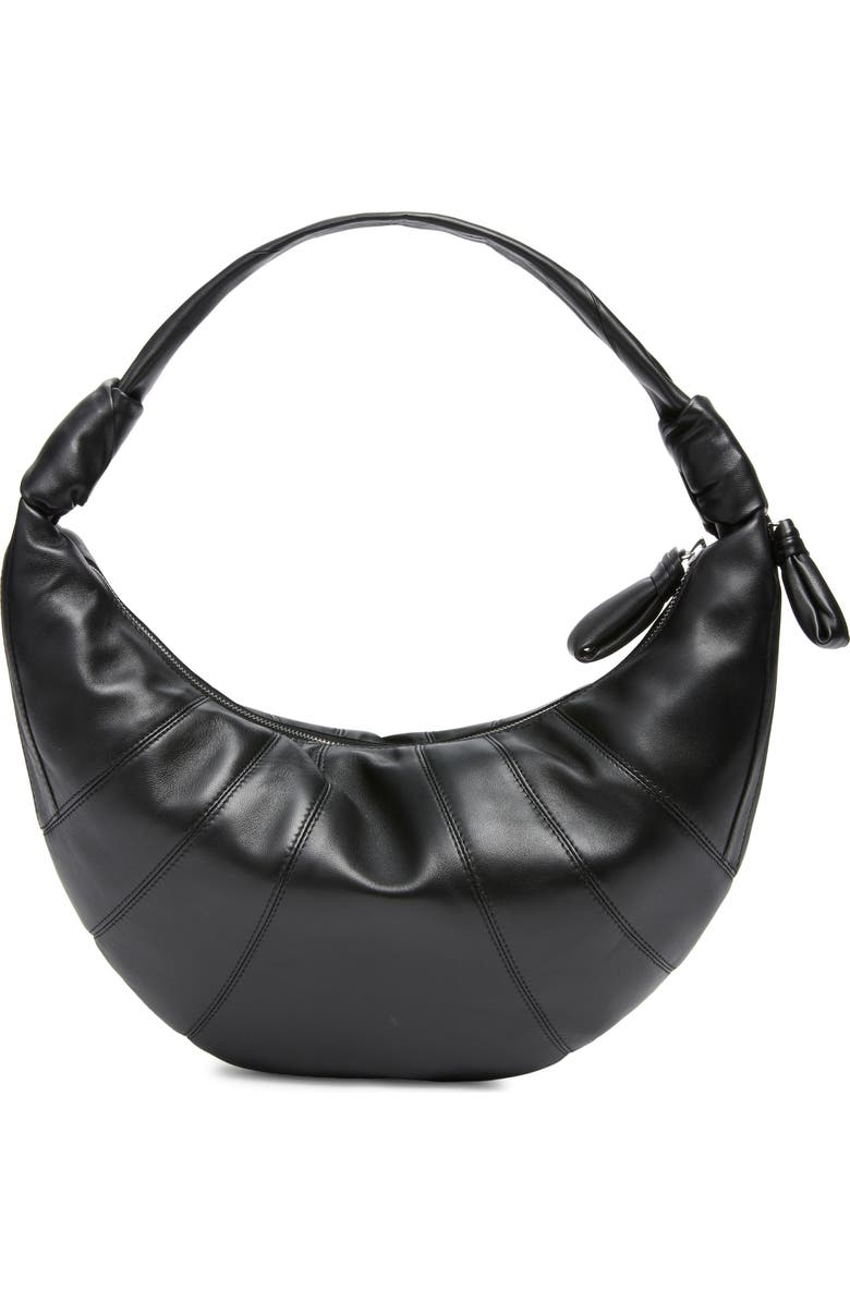 Lemaire Fortune Croissant Leather Shoulder Bag, Alternate, color, Black