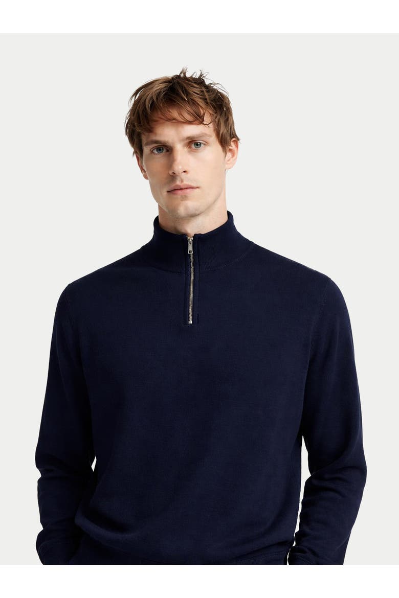 Timeless Half-Zip Cashmere Sweater, Alternate, color, navy blazer