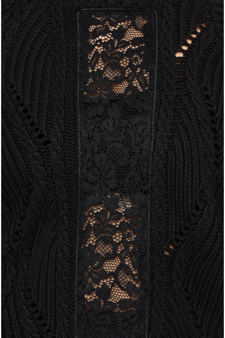 Melrose Lace Cable Knit Sweater, Alternate, color, Black