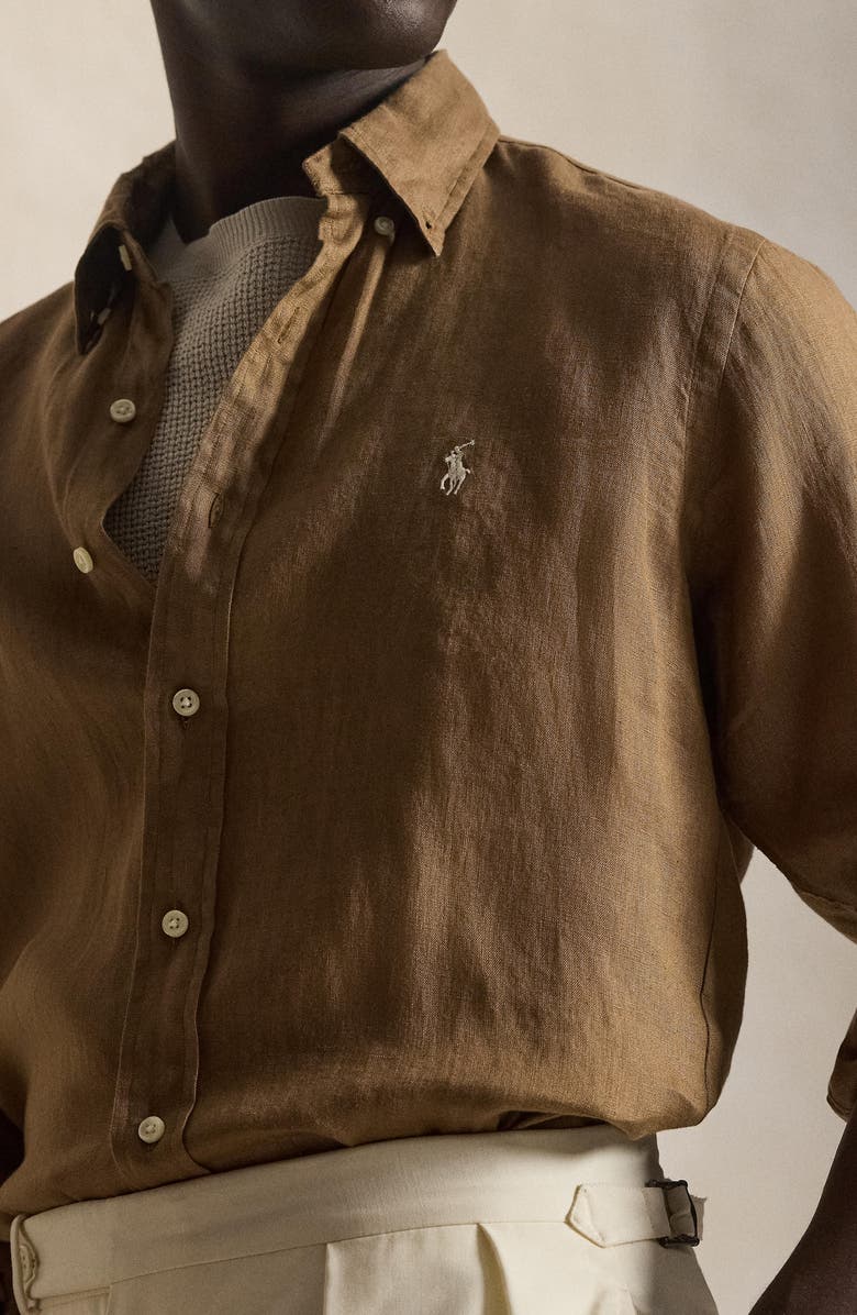Polo Ralph Lauren Classic Fit Linen Button-Down Shirt, Alternate, color, Rl Brown