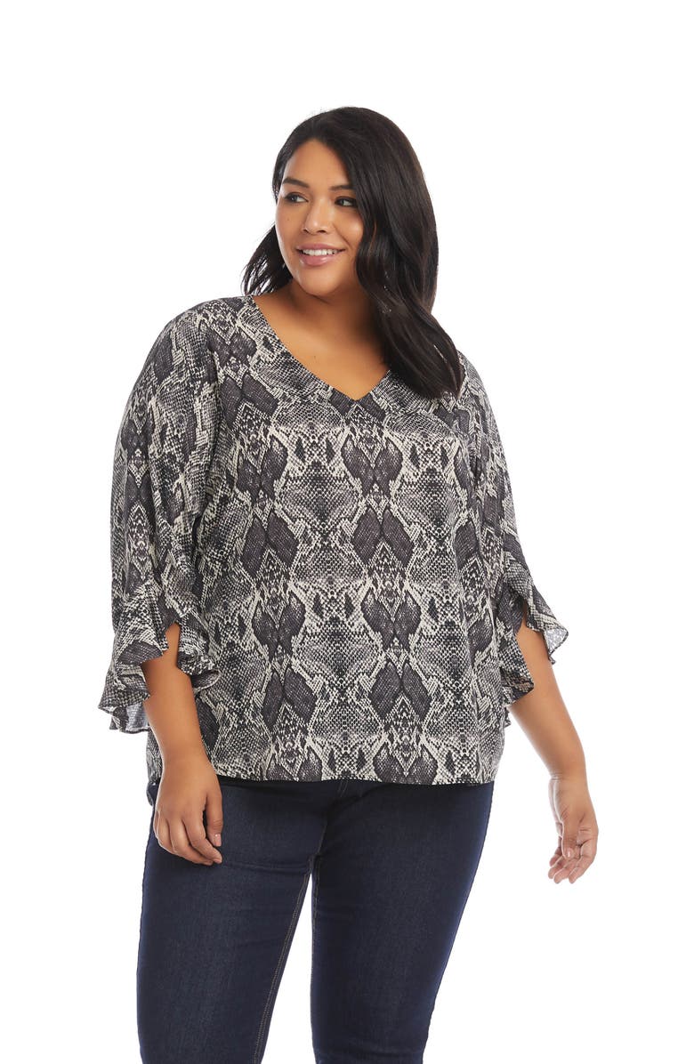 Karen Kane Snake Ruffle Chiffon Top, Alternate, color,