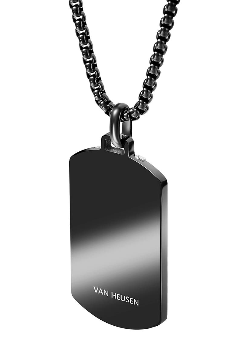 VAN HEUSEN Men's Stripe Dog Tag Pendant Necklace, Alternate, color, Black