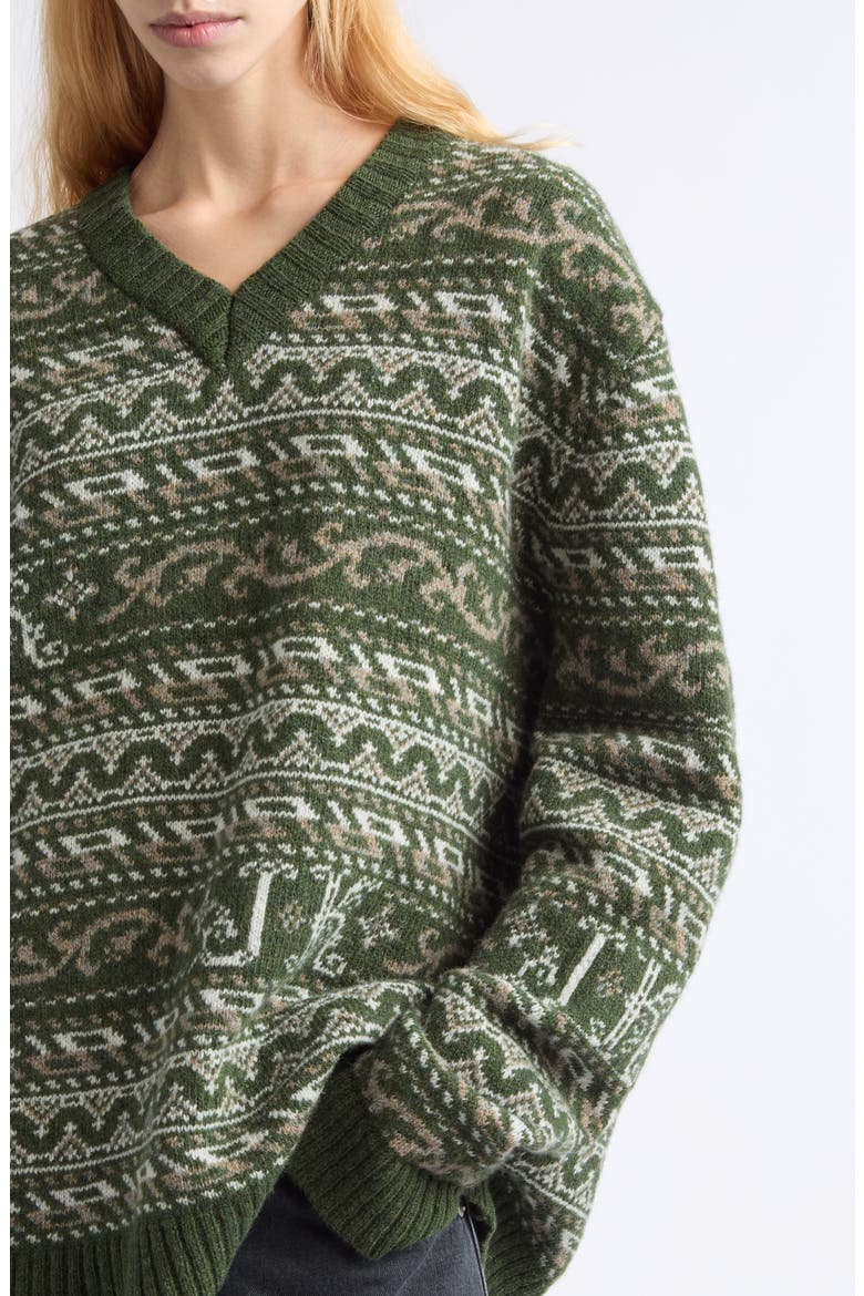 Kair Fair Isle Wool Sweater, Alternate, color, GREEN