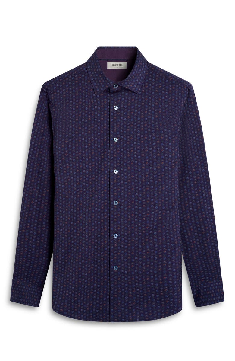 Bugatchi Jimmy OoohCotton<sup>®</sup> Floral Button-Up Shirt, Alternate, color, Eggplant