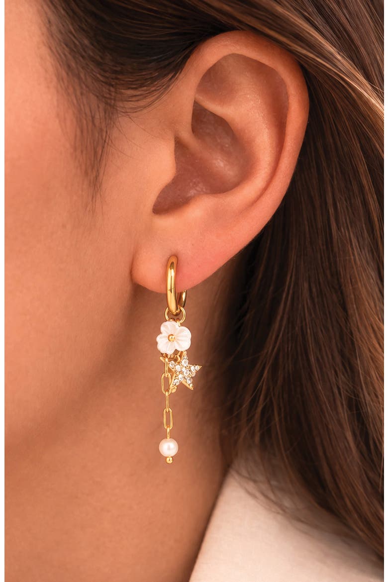 Twinkle Star Huggie Hoop Earrings, Alternate, color, GOLD