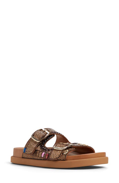 Bohochic Beaded Metallic Two-Strap Sandal (Women)