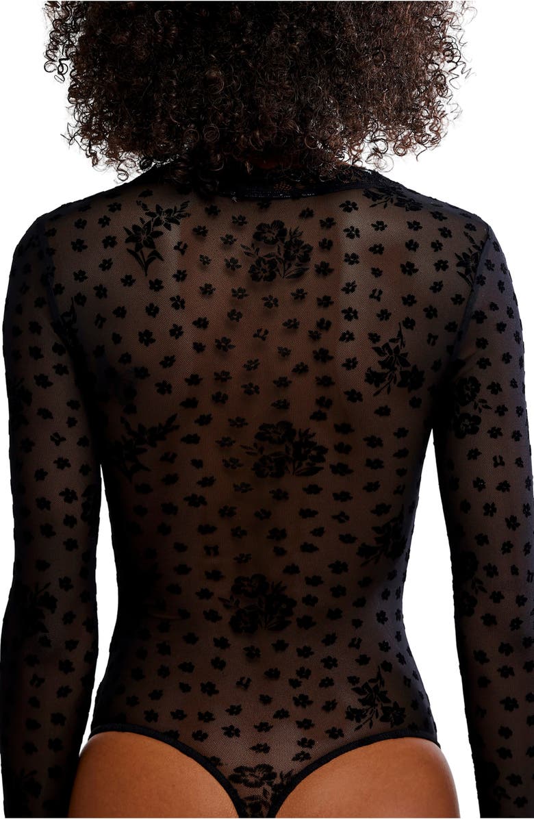 Free People In the City Semisheer Bodysuit, Alternate, color, Black