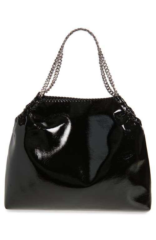 Stella Mccartney Falabella Crinkle Patent Drawstring Tote In Black