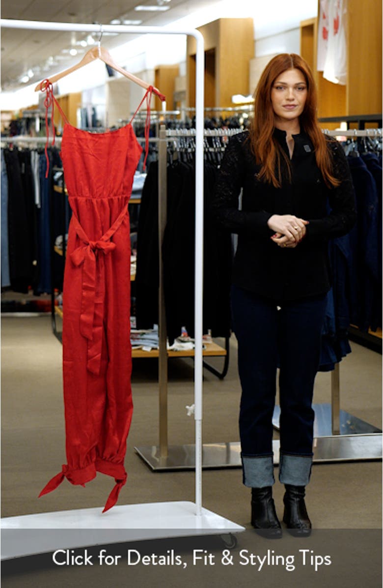 Tie Detail Slit Leg Satin Jumpsuit, sales video thumbnail