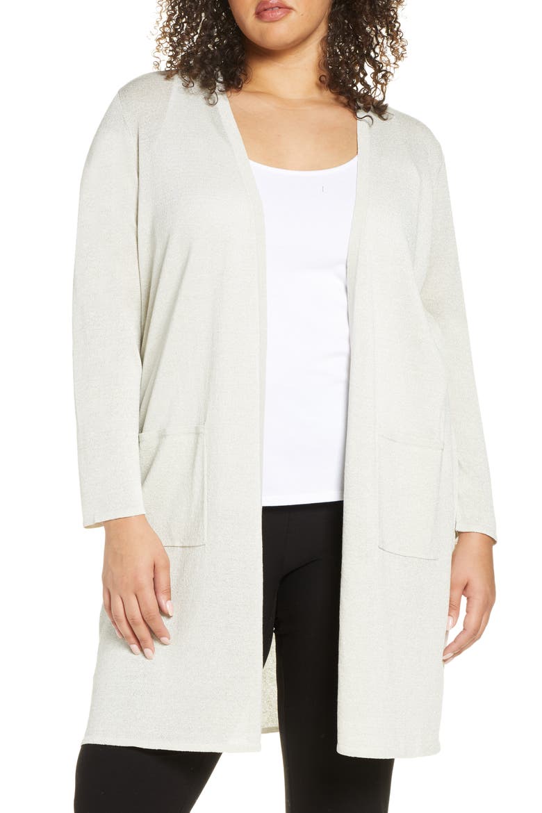 Metallic Flecked Long Cardigan, Main, color, BONE