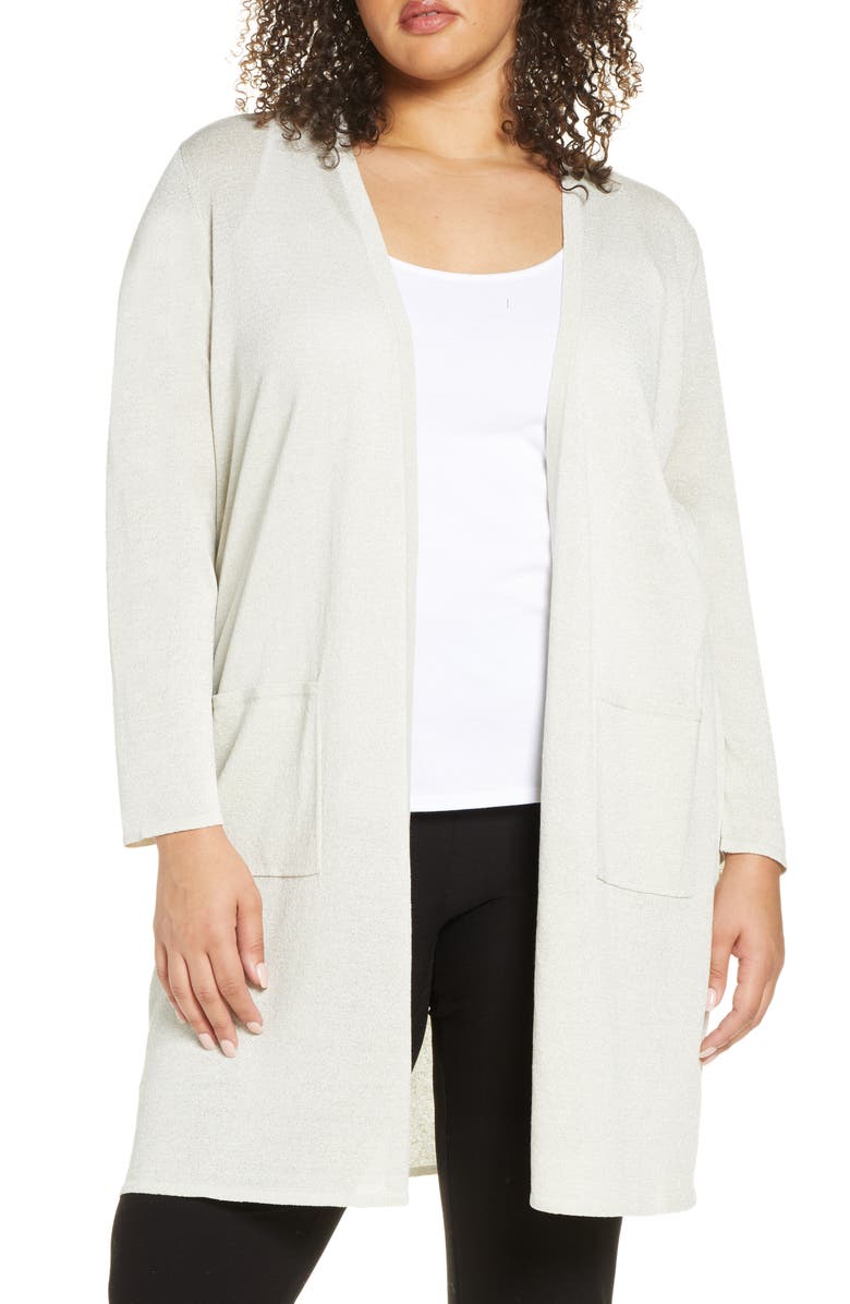Eileen Fisher Metallic Flecked Long Cardigan, Main, color, 