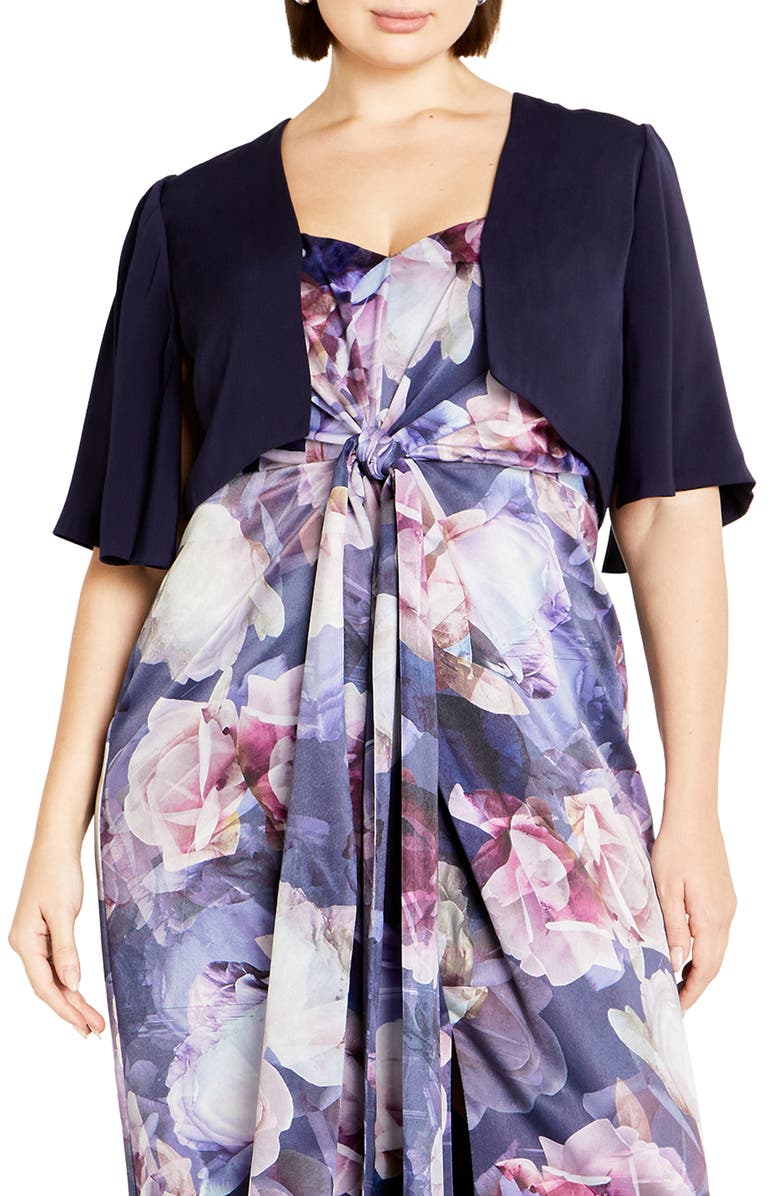 City Chic The Splendor Open Front Bolero, Main, color, Navy