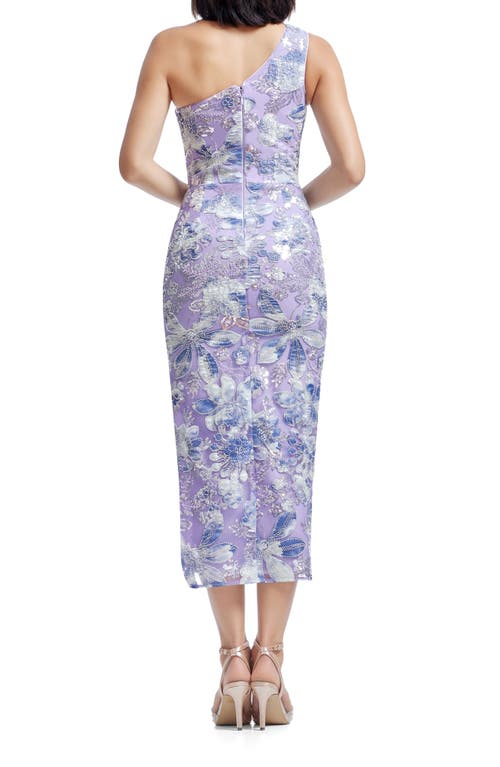 DRESS THE POPULATION DRESS THE POPULATION MAGNOLIA BEADED FLORAL ONE-SHOULDER COCKTAIL SHEATH DRESS