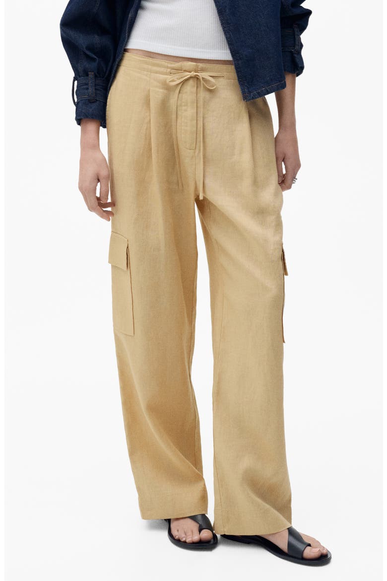Linen Cargo Pants, Main, color, MUSTARD