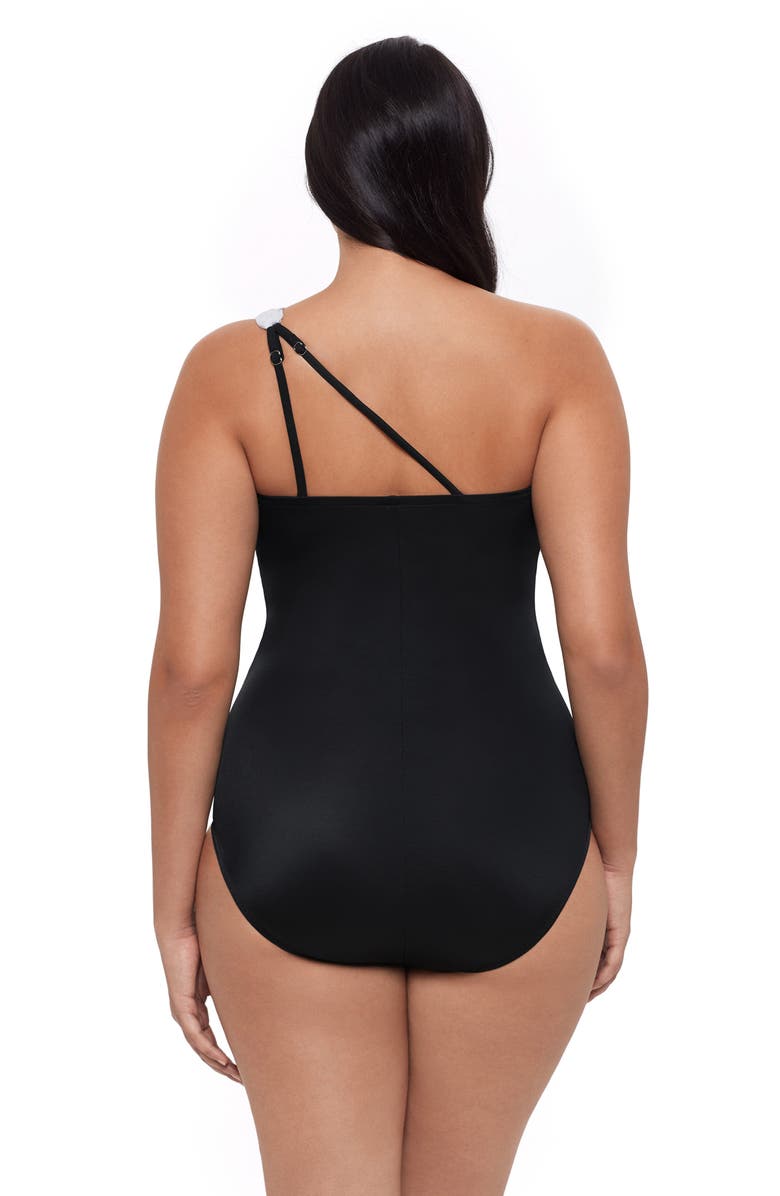 Trimshaper Heather One Shoulder One-Piece Control Swimsuit, Alternate, color, Black And White