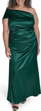 Eliza J One-Shoulder Ruched Gown