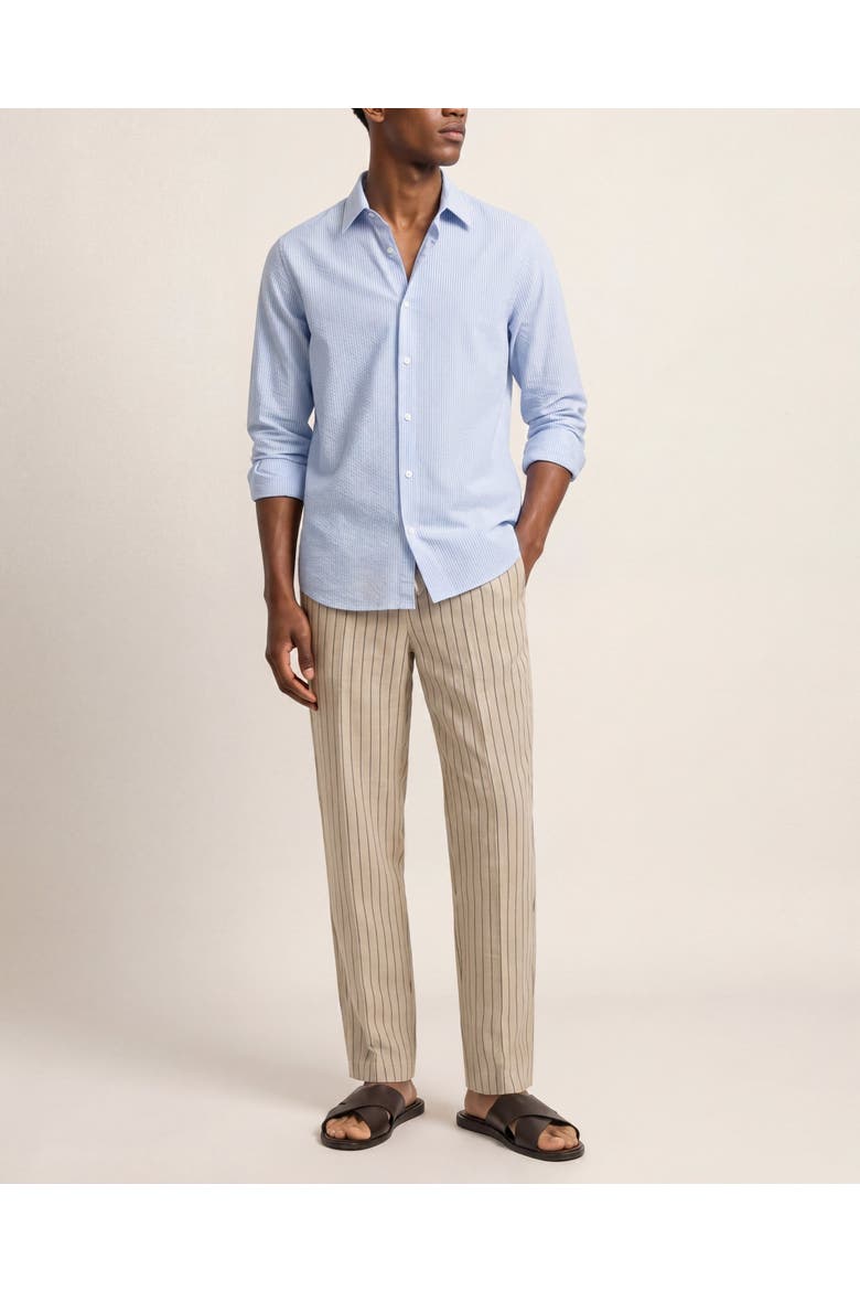 Alex Relaxed Fit Striped Linen Trousers, Main, color, LATTE/NIGHT IRIS