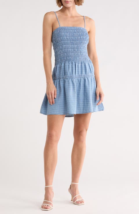 Smocked Bow Strap Minidress