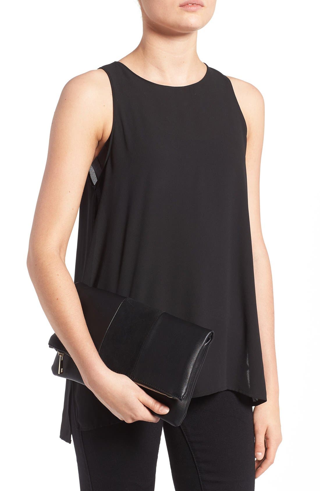 Foldover Clutch, Alternate, color, BLACK
