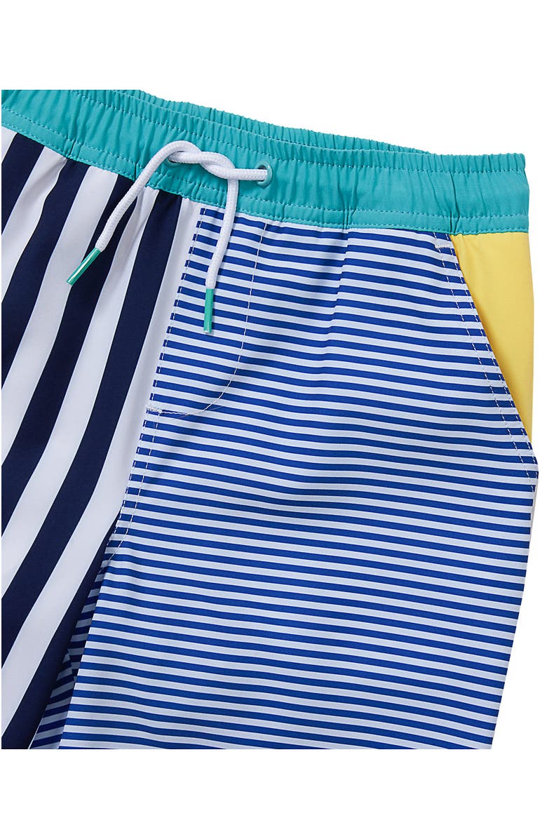 Lands' End Boys Husky Chlorine Resistant Stretch Hydroliner Sport Swim Trunks, Alternate, color, Blue Multi Stripe