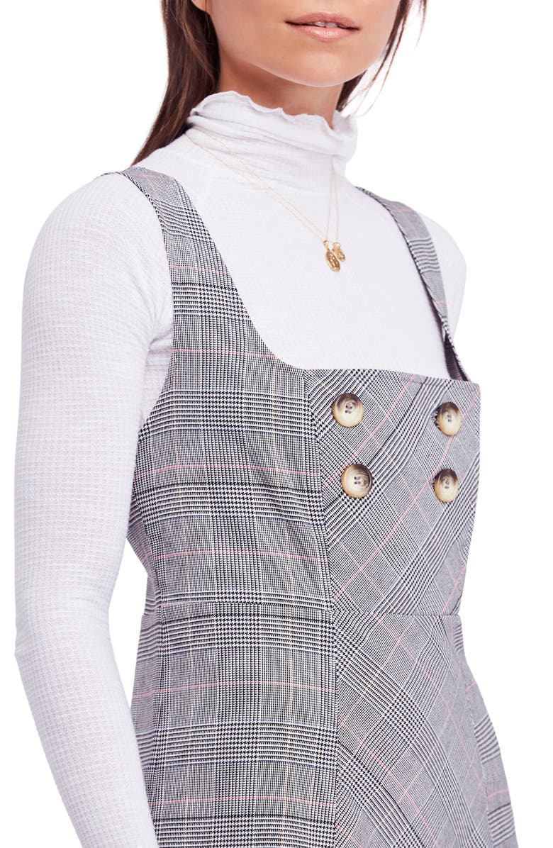Free People Say No More Plaid Pinafore Minidress, Alternate, color, 