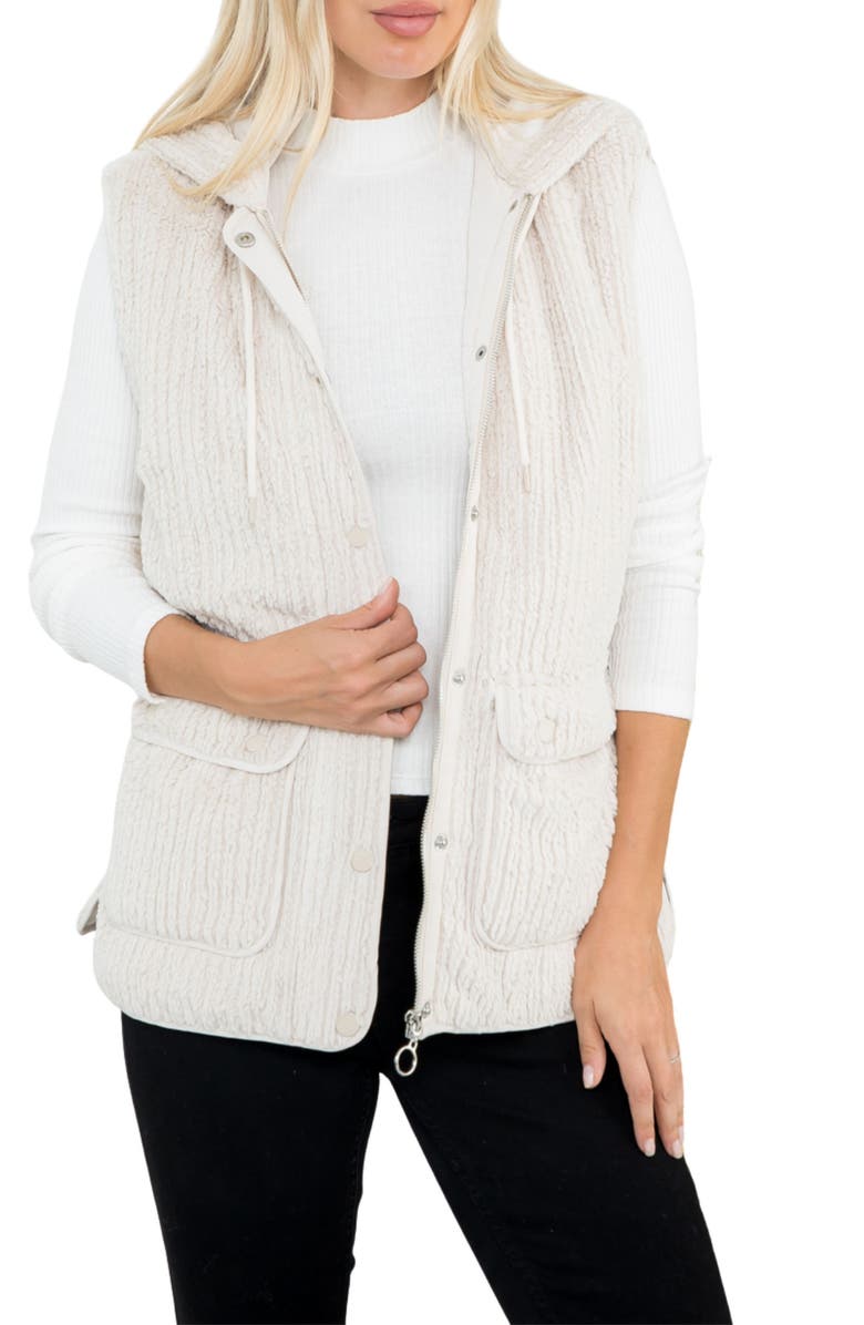 Stoosh Textured Fleece Hooded Vest, Main, color, Light Tan