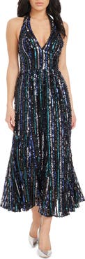 Dress the Population Sarai Sequin Halter Cocktail Dress