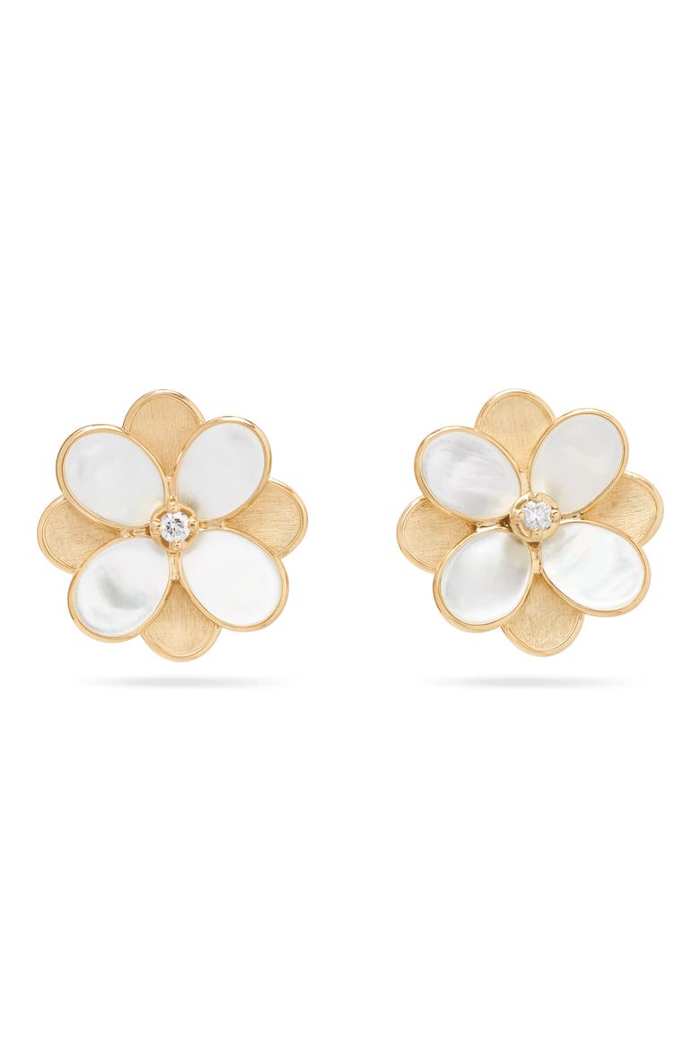 Petali Diamond Flower Stud Earrings, Alternate, color, GOLD
