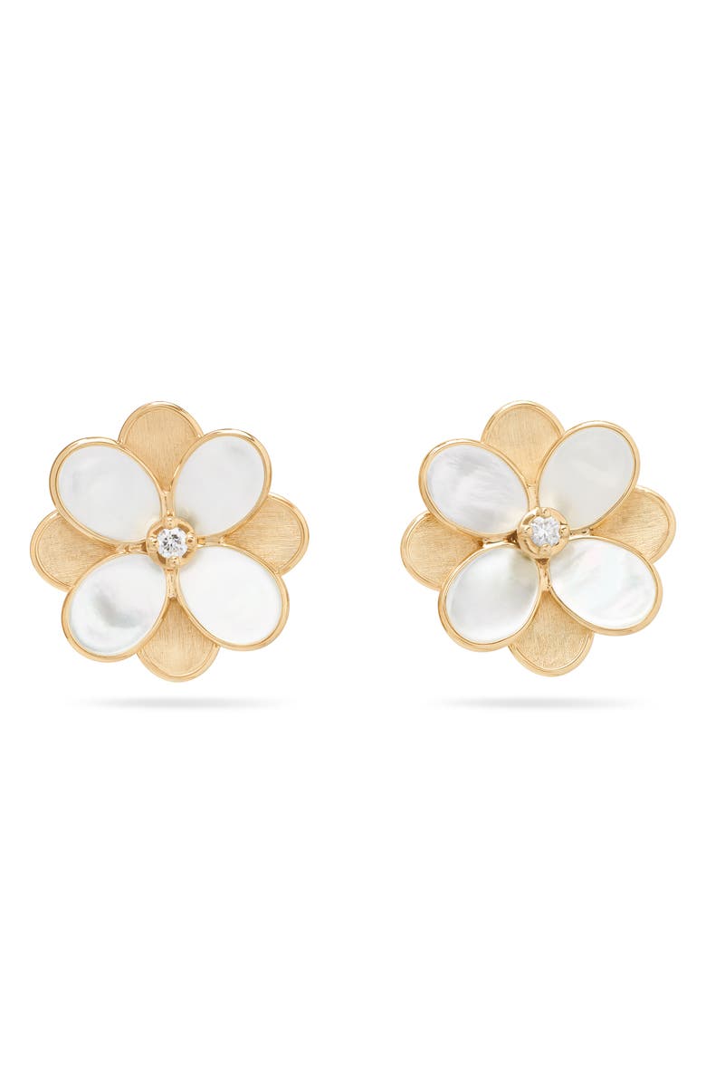 Marco Bicego Petali Diamond Flower Stud Earrings, Alternate, color, Gold