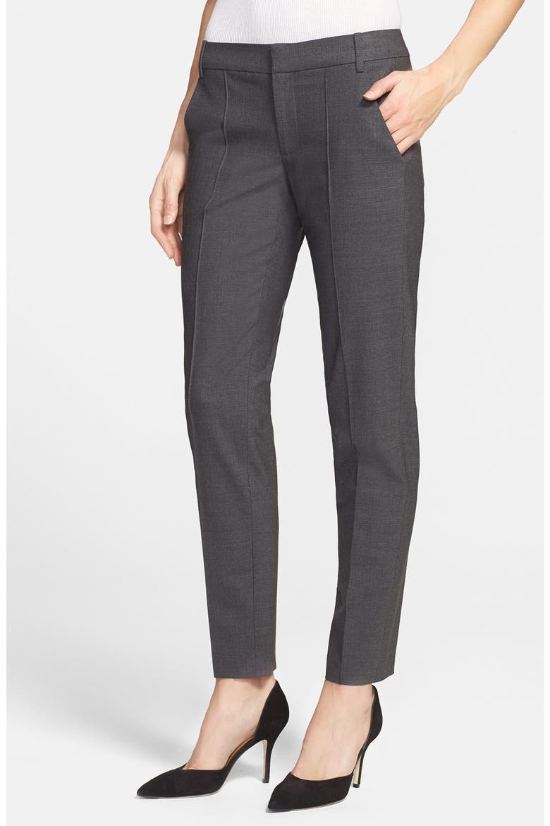 Pintuck Tapered Trouser, Main, color, BLACK