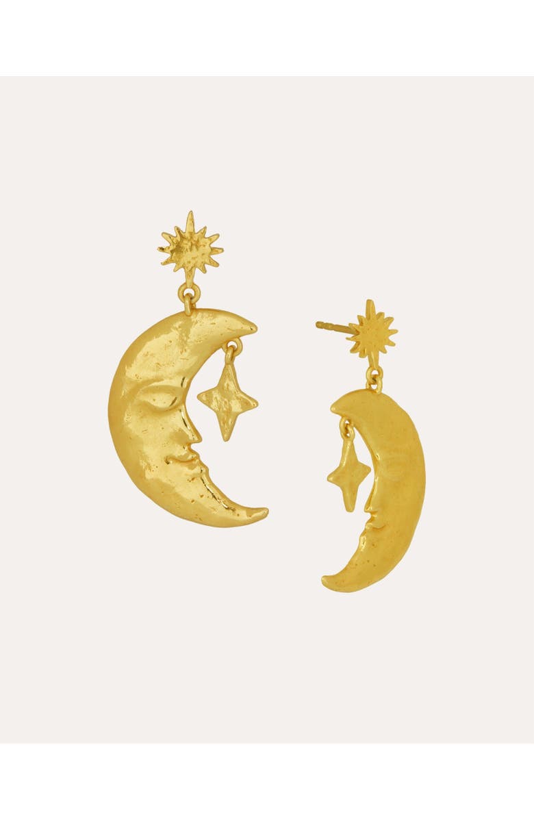 Ottoman Hands Crescent Moon Drop Earrings, Main, color, Gold