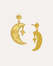 Ottoman Hands Crescent Moon Drop Earrings