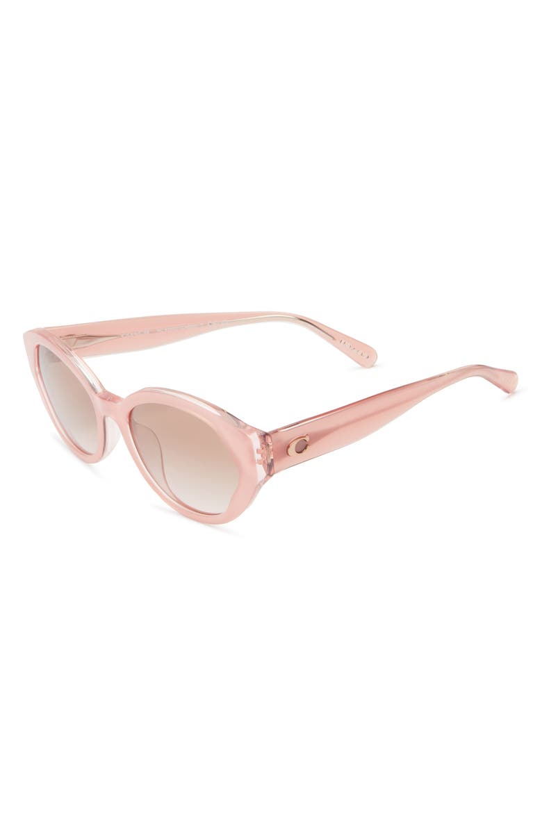 COACH 55mm Gradient Oval Sunglasses, Alternate, color, Milky Pink/Brown Grad