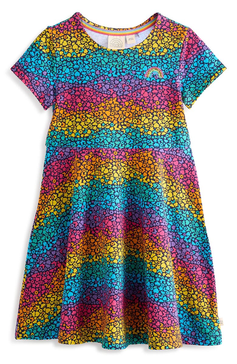 Little Bird Kids' Rainbow Stretch Cotton Dress, Main, color, 