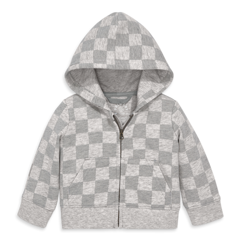 Baby Cozy Fleece Zip Hoodie In Checkerboard