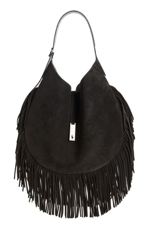 Polo ID Fringe Suede Shoulder Bag