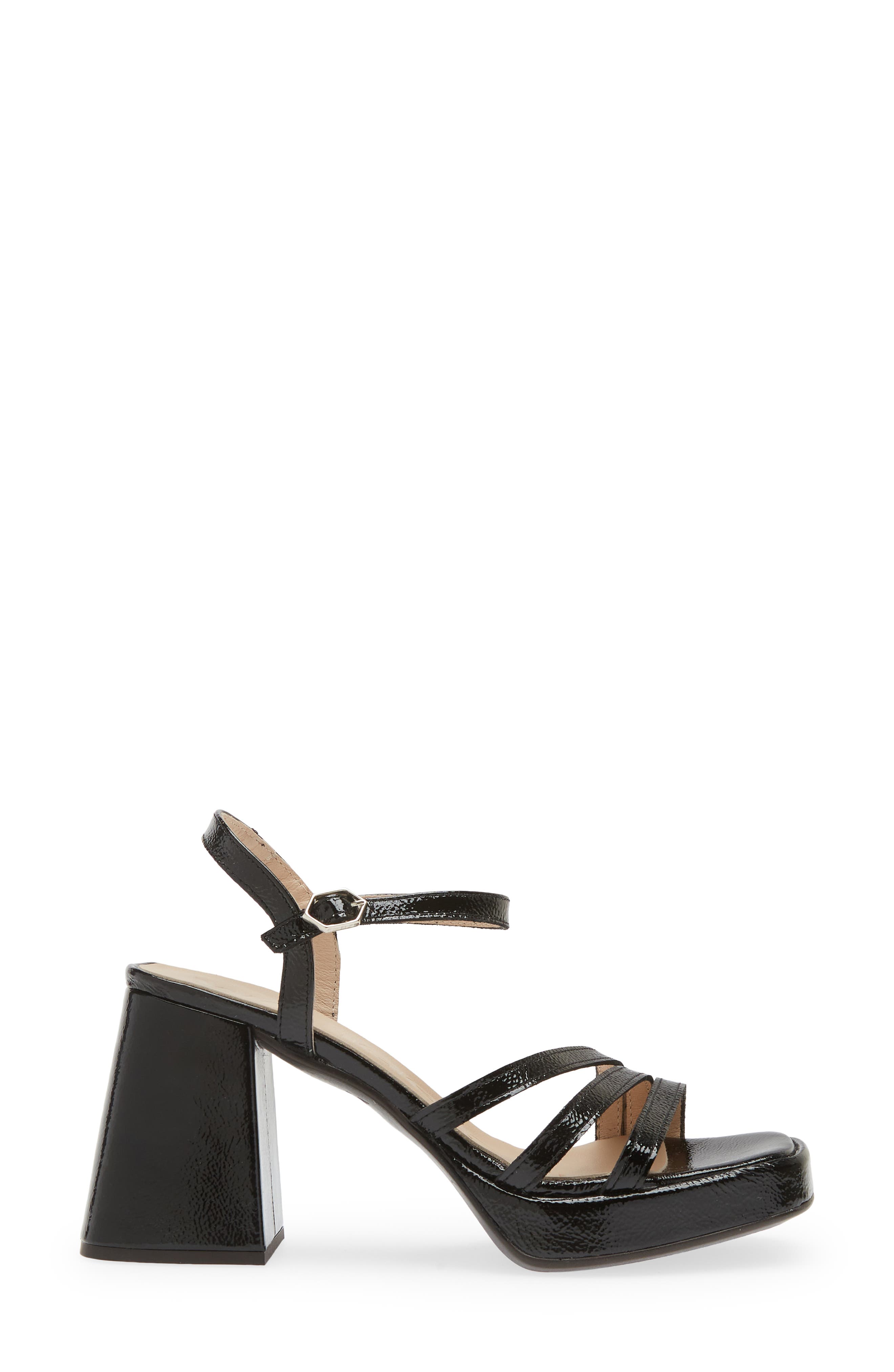 Wonders Block Heel Sandal, Alternate, color, Black Patent