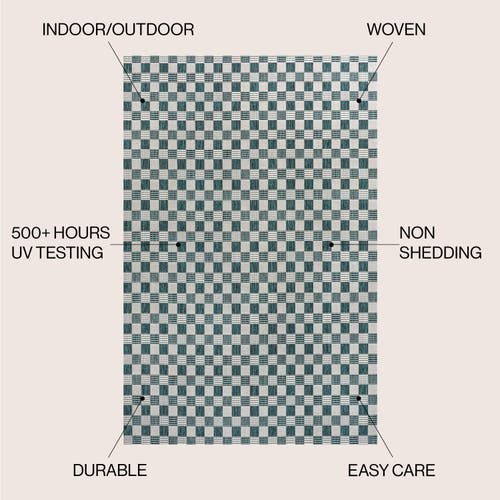 Jonathan Y Aimee Traditional Cottage Checkerboard Indoor/outdoor Area Rug In Turquoise/cream