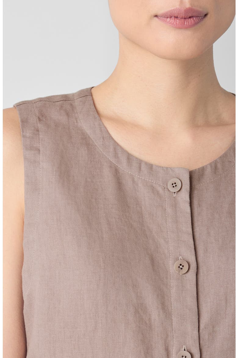 Organic Linen Long Vest, Alternate, color, COCOA