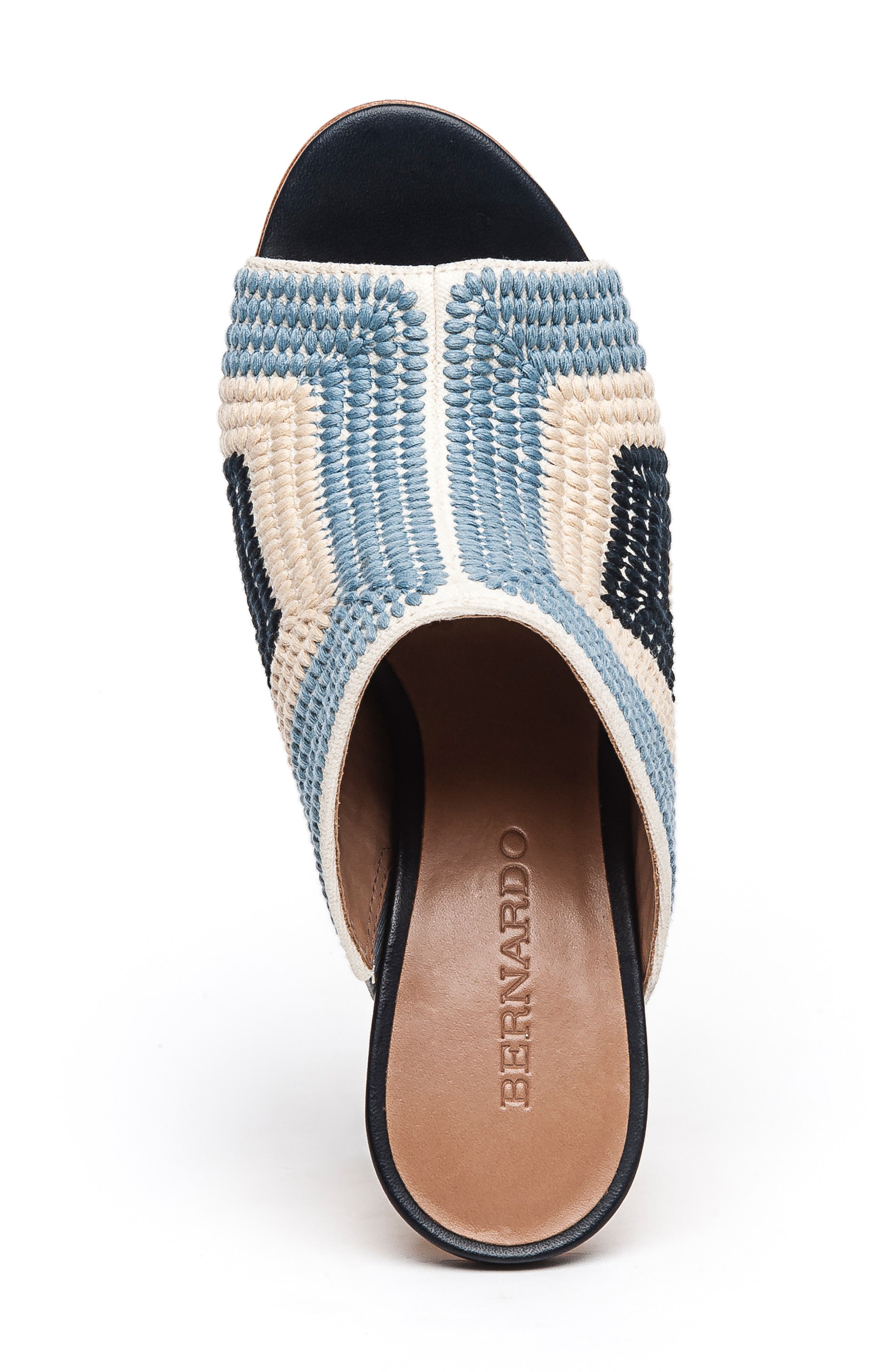 Bernardo Noelle Slide Sandal, Alternate, color, BLUE/ CREAM/ NAVY FABRIC