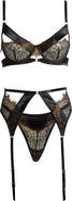 Oh La La Cheri Ingrid Underwire Bra, G-String & Garter Belt Set