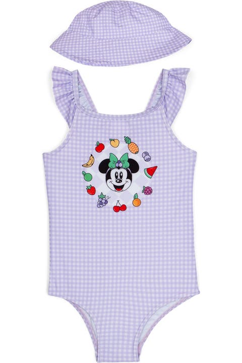 Minnie Mouse One Piece Swimsuit and Bucket Hat Set