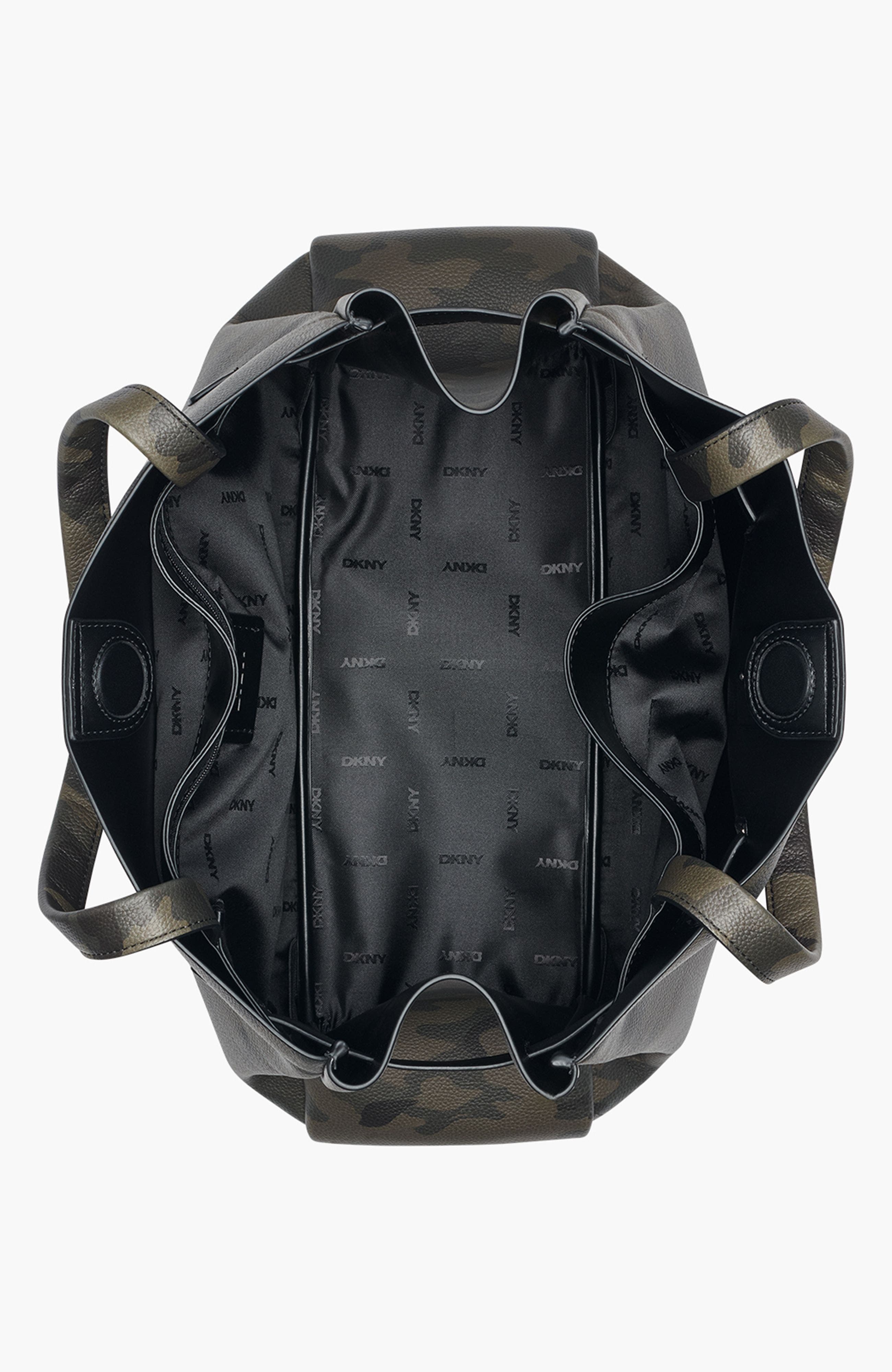 DKNY Bryar Large Satchel with Heart Dangle, Alternate, color, Camouflage